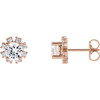 White Diamond Earrings in 14 Karat Rose Gold 1/2 Carat Diamond Earrings