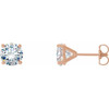 White Diamond Earrings in 14 Karat Rose Gold 0.75 Carat Diamond 4-Prong Cocktail Earrings