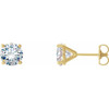 White Diamond Earrings in 14 Karat Yellow Gold 1/2 Carat Diamond 4-Prong CocKaratail-Style Earrings