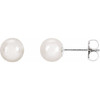 14 Karat White Gold 6mm White Akoya Pearl Earrings