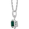 Sterling Silver Lab Grown Emerald and .01 Carat Diamond 18 inch Necklace