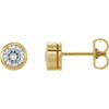 Moissanite Earrings in 14 Karat Yellow Gold 4.5 mm Round Forever One Moissanite Earrings