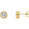 Moissanite Earrings in 14 Karat Yellow Gold 6.5 mm Round Forever One Moissanite Earrings