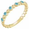 Genuine Blue Zircon Stackable Ring in 14 Karat Yellow Gold