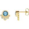 Genuine Aquamarine Earrings in 14 Karat Yellow Gold Aquamarine & 1/8 Carat Diamond Earrings