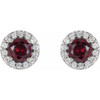 Genuine Ruby Earrings in 14 Karat White Gold Ruby & 1/6 Carat Diamond Earrings