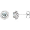 Genuine White Sapphires set in 14 Karat White Gold Sapphire and 0.16 Carat Diamond Earrings