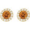 Golden Citrine Earrings in 14 Karat Yellow Gold Citrine & 1/6 Carat Diamond Earrings