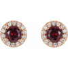 Genuine Ruby Earrings in 14 Karat Rose Gold Ruby & 1/6 Carat Diamond Earrings 