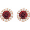 Red Garnet Earrings in 14 Karat Rose Gold Mozambique Garnet & 1/6 Carat Diamond Earrings  