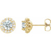Genuine White Sapphires set in 14 Karat Yellow Gold Sapphire and 0.16 Carat Diamond Earrings