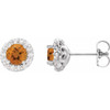 Golden Citrine Earrings in Platinum Citrine & 1/6 Carat Diamond Earrings  