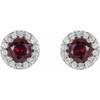 Genuine Ruby Earrings in Platinum Ruby & 1/6 Carat Diamond Earrings 