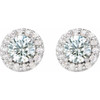 Genuine White Sapphires set in Sterling Silver Sapphire and 0.16 Carat Diamond Earrings