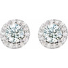 Genuine White Sapphires set in Sterling Silver Sapphire and 0.16 Carat Diamond Earrings