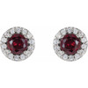 Genuine Ruby Earrings in Sterling Silver Ruby & 1/6 Carat Diamond Earrings 