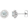 Genuine White Sapphires set in Platinum Sapphire and 0.16 Carat Diamond Earrings