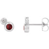 Red Garnet Earrings in 14 Karat White Gold Mozambique Garnet & 1/8 Carat Diamond Earrings