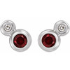 Red Garnet Earrings in 14 Karat White Gold Mozambique Garnet & 1/8 Carat Diamond Earrings