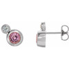 Pink Tourmaline Earrings in 14 Karat White Gold Pink Tourmaline & 1/8 Carat Diamond Earrings