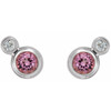 Pink Tourmaline Earrings in 14 Karat White Gold Pink Tourmaline & 1/8 Carat Diamond Earrings