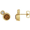 Golden Citrine Earrings in 14 Karat Yellow Gold Citrine & 1/8 Carat Diamond Earrings