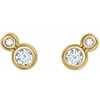 Genuine White Sapphires set in 14 Karat Yellow Gold Sapphire and 0.12 Carat Diamond Earrings