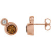 Golden Citrine Earrings in 14 Karat Rose Gold Citrine & 1/8 Carat Diamond Earrings