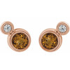 Golden Citrine Earrings in 14 Karat Rose Gold Citrine & 1/8 Carat Diamond Earrings