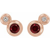 Red Garnet Earrings in 14 Karat Rose Gold Mozambique Garnet & 1/8 Carat Diamond Earrings