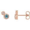 Genuine Blue Zircon set in 14 Karat Rose Gold Genuine Zircon and 0.12 Carat Diamond Earrings