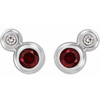 Red Garnet Earrings in Platinum Mozambique Garnet & 1/8 Carat Diamond Earrings