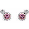 Pink Tourmaline Earrings in Platinum Pink Tourmaline & 1/8 Carat Diamond Earrings