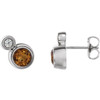 Golden Citrine Earrings in Sterling Silver Citrine & 1/8 Carat Diamond Earrings