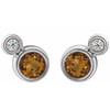 Golden Citrine Earrings in Sterling Silver Citrine & 1/8 Carat Diamond Earrings