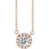 White Diamond Necklace in 14 Karat Rose Gold 1/3 Carat Diamond 18" Necklace