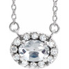 White Diamond Necklace in 14 Karat White Gold 9/10 Carat Diamond 16" Necklace