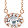 White Diamond Necklace in 14 Karat Rose Gold 9/10 Carat Diamond 18" Necklace