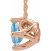 Genuine Aquamarine Necklace in 14 Karat Rose Gold Aquamarine Solitaire 16-18" Necklace