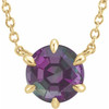 Created Alexandrite Necklace in 14 Karat Yellow Gold Alexandrite Solitaire 18" Necklace