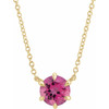 Pink Tourmaline Necklace in 14 Karat Yellow Gold Pink Tourmaline Solitaire 18" Necklace 