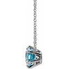 Platinum Genuine Blue Zircon Solitaire 16" Necklace