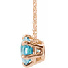 Genuine Aquamarine Necklace in 14 Karat Rose Gold Aquamarine Solitaire 18" Necklace 