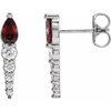 Red Garnet Earrings in 14 Karat White Gold Mozambique Garnet & 1/4 Carat Diamond Earrings