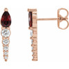 Red Garnet Earrings in 14 Karat Rose Gold Mozambique Garnet & 1/4 Carat Diamond Earrings