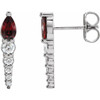 Red Garnet Earrings in Platinum Mozambique Garnet & 1/4 Carat Diamond Earrings