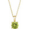 Genuine Peridot Necklace in 14 Karat Yellow Gold Peridot 16-18" Necklace 