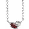 Sterling Silver Natural Mozambique Garnet and .03 Carat Natural Diamond 16 inch Necklace