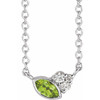 Sterling Silver Natural Peridot and .03 Carat Natural Diamond 16 inch Necklace