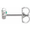 Sterling Silver Lab Grown Emerald and .03 Carat Natural Diamond Left Earring